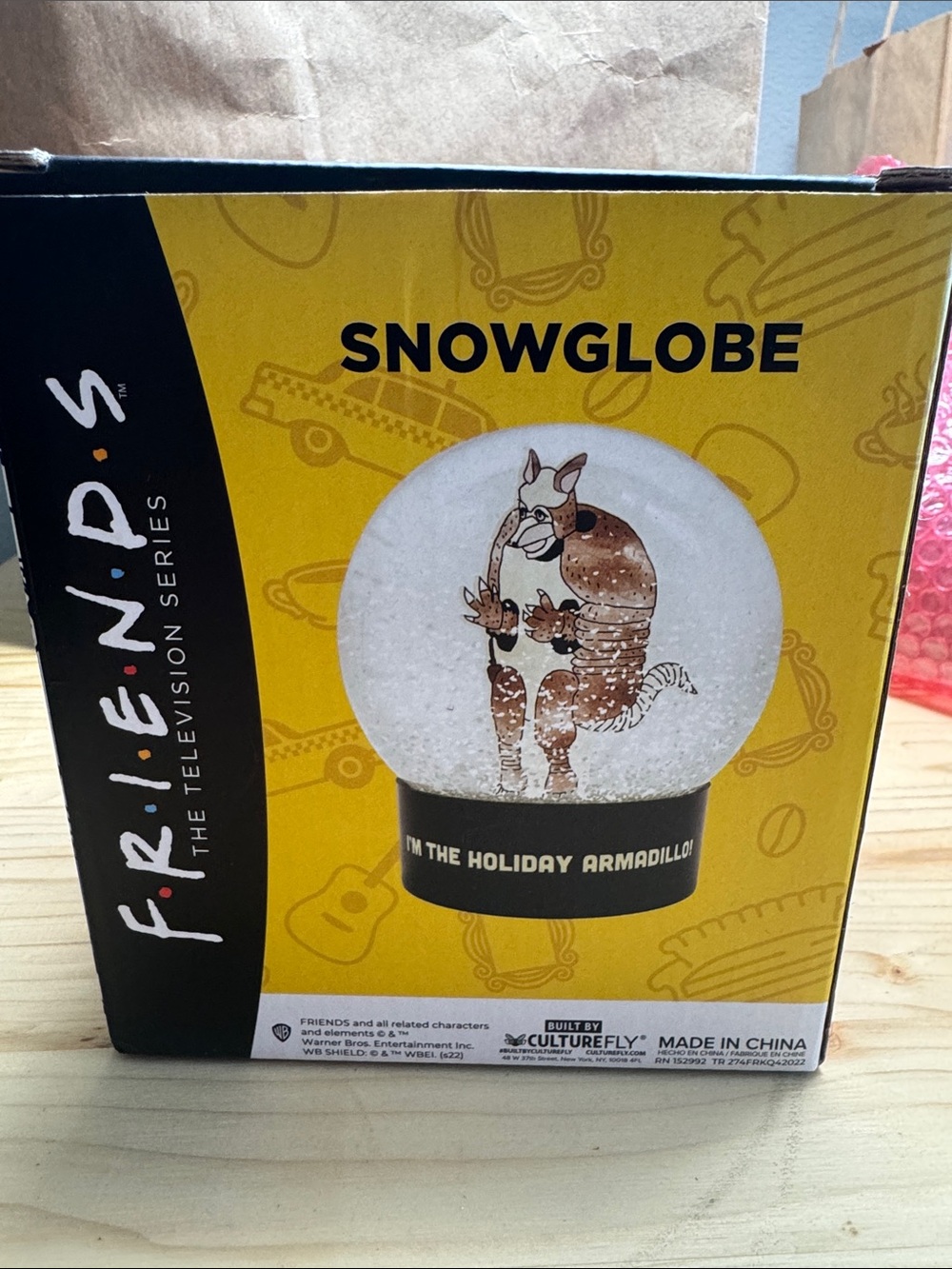 Friends Holiday Armadillo Snow Globe CultureFly Boxed